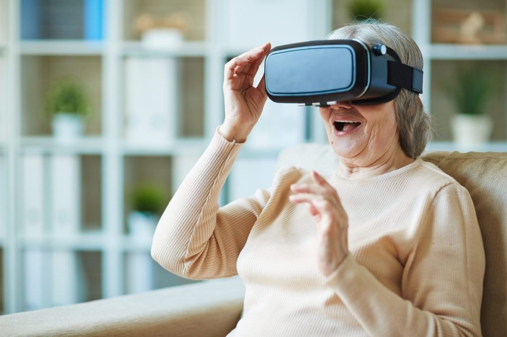 mom uses vr headset for health and therapy